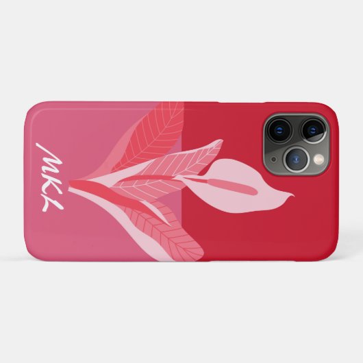 Modern Art Calla Lily Rroze Monogram Case-Mate iPhone Case (Achterkant (horizontaal))
