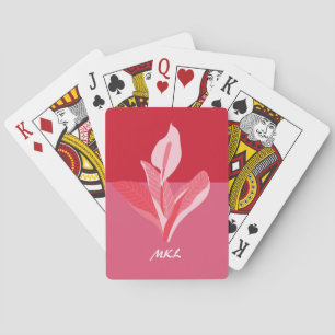 Modern Art Calla Lily Rroze Monogram Pokerkaarten