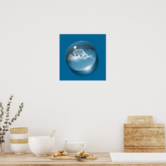 Modern Art Cloudscape Waterdrop Blauw Minimaal Poster (Keuken)