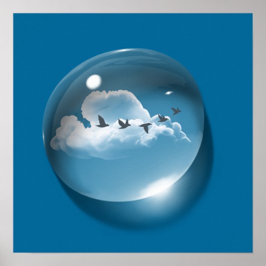 Modern Art Cloudscape Waterdrop Blauw Minimaal Poster (Voorkant)