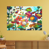 MODERN ART COLORFUL ACRYLIC SPRING FLOWERS CANVAS AFDRUK (Insitu (Woonkamer))