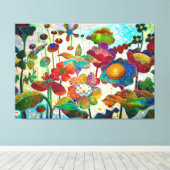 MODERN ART COLORFUL ACRYLIC SPRING FLOWERS CANVAS AFDRUK (Insitu (Houten vloer))