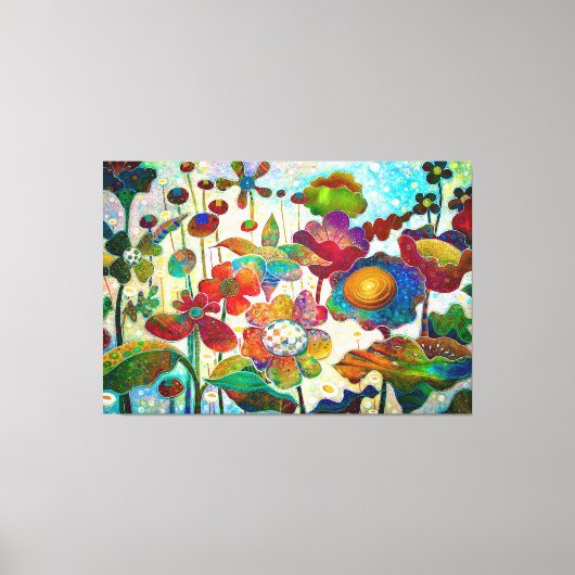 MODERN ART COLORFUL ACRYLIC SPRING FLOWERS CANVAS AFDRUK (Voorkant)