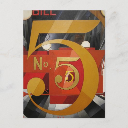 Modern Art Cubist Demuth Figuur 5 in Gold Briefkaart (Voorkant)