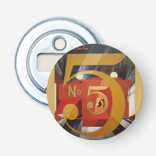 Modern Art Cubist Demuth Figuur 5 in Gold Button Flesopener (Voorkant)