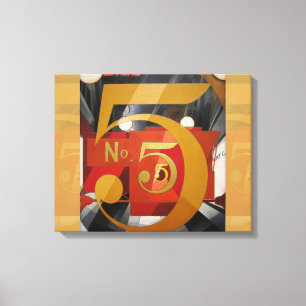 Modern Art Cubist Demuth Figuur 5 in Gold Canvas Afdruk