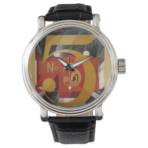 Modern Art Cubist Demuth Figuur 5 in Gold Horloge