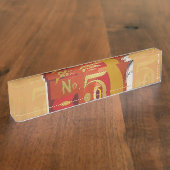 Modern Art Cubist Demuth Figuur 5 in Gold Naambordje (Zijkant)