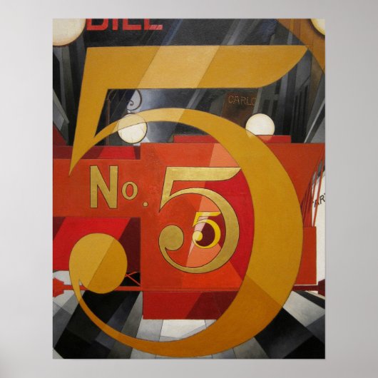 Modern Art Cubist Demuth Figuur 5 in Gold Poster (Voorkant)