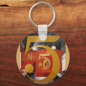 Modern Art Cubist Demuth Figuur 5 in Gold Sleutelhanger (Voorkant)