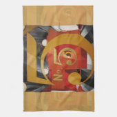 Modern Art Cubist Demuth Figuur 5 in Gold Theedoek (Verticaal)