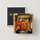 Modern Art Cubist Demuth Figuur 5 in Gold Vierkante Button 5,1 Cm (Voorkant /achterkant)