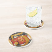 Modern Art Cubist Demuth Figuur 5 in Gold Zandsteen Onderzetter (Zijkant)