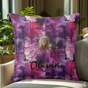 Modern Art Custom Photo Pillow in Paarse Abstract Kussen