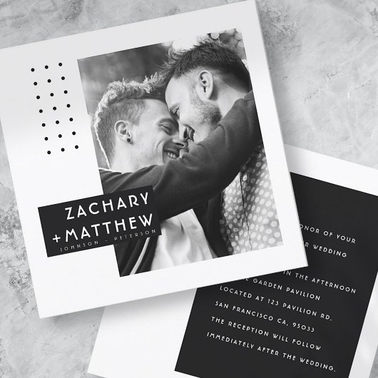 Modern Art Custom Photo Wedding Invitation Kaart