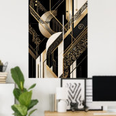Modern Art Deco 1920 Geometrisch goud zwart wit Poster (Thuiskantoor)