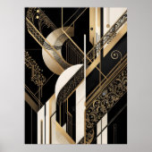 Modern Art Deco 1920 Geometrisch goud zwart wit Poster (Voorkant)