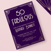Modern Art Deco 50 and Fabulous Birthday Folie Uitnodiging