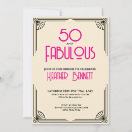 Modern Art Deco 50 and Fabulous Birthday Kaart