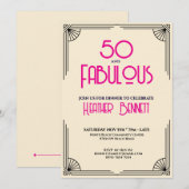 Modern Art Deco 50 and Fabulous Birthday Kaart (Voorkant / Achterkant)