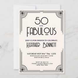 Modern Art Deco 50 and Fabulous Birthday Kaart