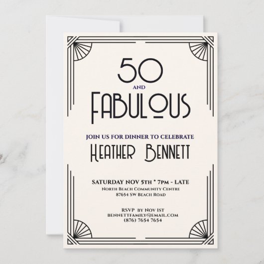 Modern Art Deco 50 and Fabulous Birthday Kaart (Voorkant)
