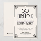 Modern Art Deco 50 and Fabulous Birthday Kaart (Voorkant / Achterkant)