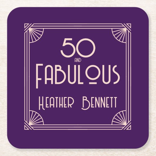 Modern Art Deco 50 and Fabulous Birthday Kartonnen Onderzetters (Voorkant)