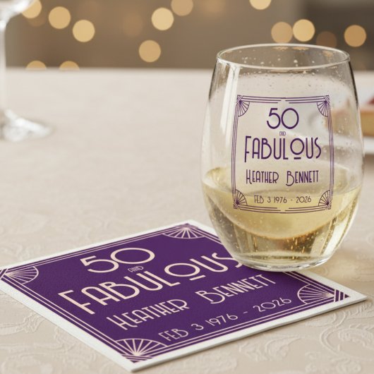 Modern Art Deco 50 and Fabulous Birthday Servet