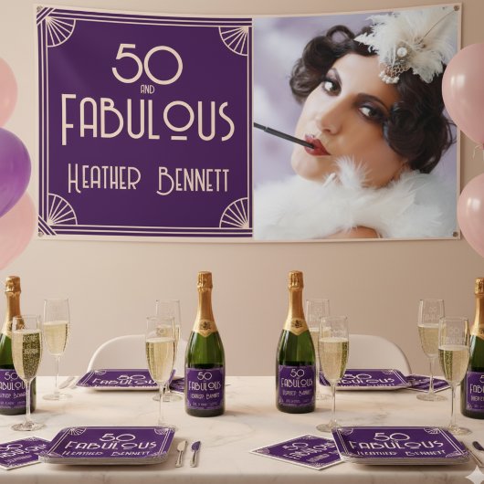 Modern Art Deco 50 and Fabulous Birthday Spandoek