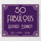 Modern Art Deco 50 and Fabulous Birthday Sparkling Wijnetiket (Enkel label)