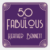 Modern Art Deco 50 and Fabulous Birthday Vierkante Sticker (Voorkant)