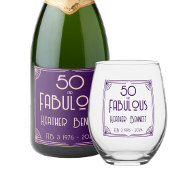 Modern Art Deco 50 and Fabulous Birthday Wijnglas Zonder Voet