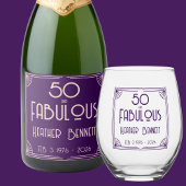 Modern Art Deco 50 and Fabulous Birthday Wijnglas Zonder Voet