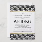 Modern Art Deco Black and White Wedding Kaart (Voorkant)