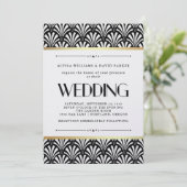 Modern Art Deco Black and White Wedding Kaart (Staand voorkant)