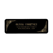 Modern Art Deco Black en Faux Gold Wedding Etiket (Voorkant)