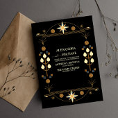 Modern Art Deco Black en Gold Wedding Kaart