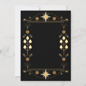 Modern Art Deco Black en Gold Wedding Save The Date (Achterkant)