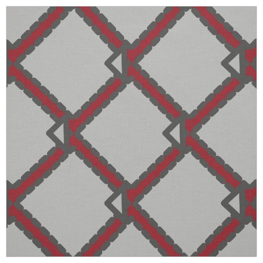 Modern Art Deco Black, Grey en Red Fabric Stof (Swatch)