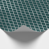 Modern Art Deco Blauwgroen Zilver Quatrefoil VIP Cadeaupapier (Hoek)