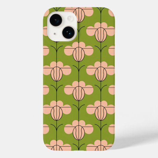Modern Art Deco Bloemenpatroon - Roze Bloemen Case-Mate iPhone Case (Achterkant)
