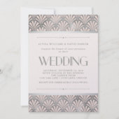 Modern Art Deco | Blush and Faux Silver Wedding Kaart (Voorkant)