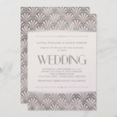 Modern Art Deco | Blush and Faux Silver Wedding Kaart (Voorkant / Achterkant)