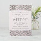 Modern Art Deco | Blush and Faux Silver Wedding Kaart (Staand voorkant)