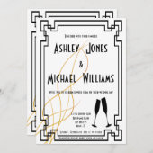 Modern Art Deco Cordial Wedding Uitnodiging (Voorkant / Achterkant)