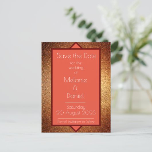 Modern Art Deco Gatsby Glitter Save the Day Briefkaart (Staand voorkant)