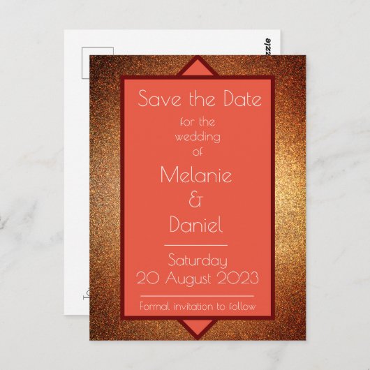 Modern Art Deco Gatsby Glitter Save the Day Briefkaart (Voorkant / Achterkant)
