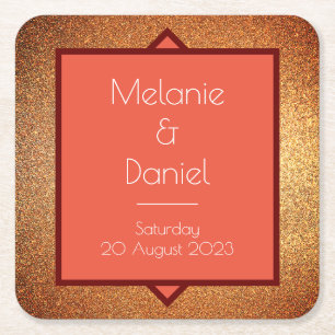 Modern Art Deco Gatsby Glitter Wedding Kartonnen Onderzetters