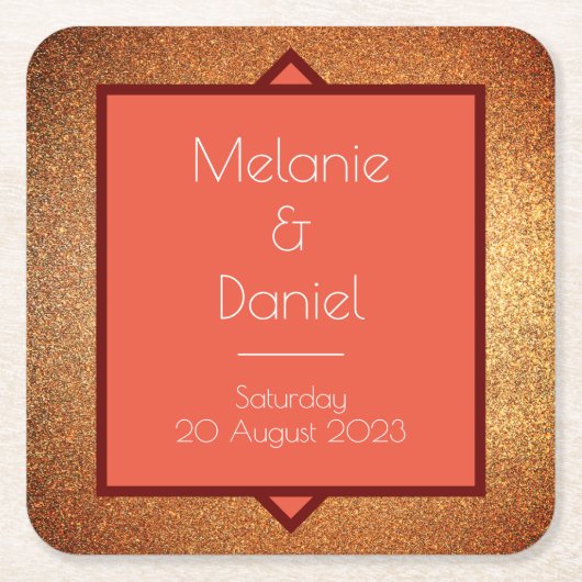 Modern Art Deco Gatsby Glitter Wedding Kartonnen Onderzetters (Voorkant)
